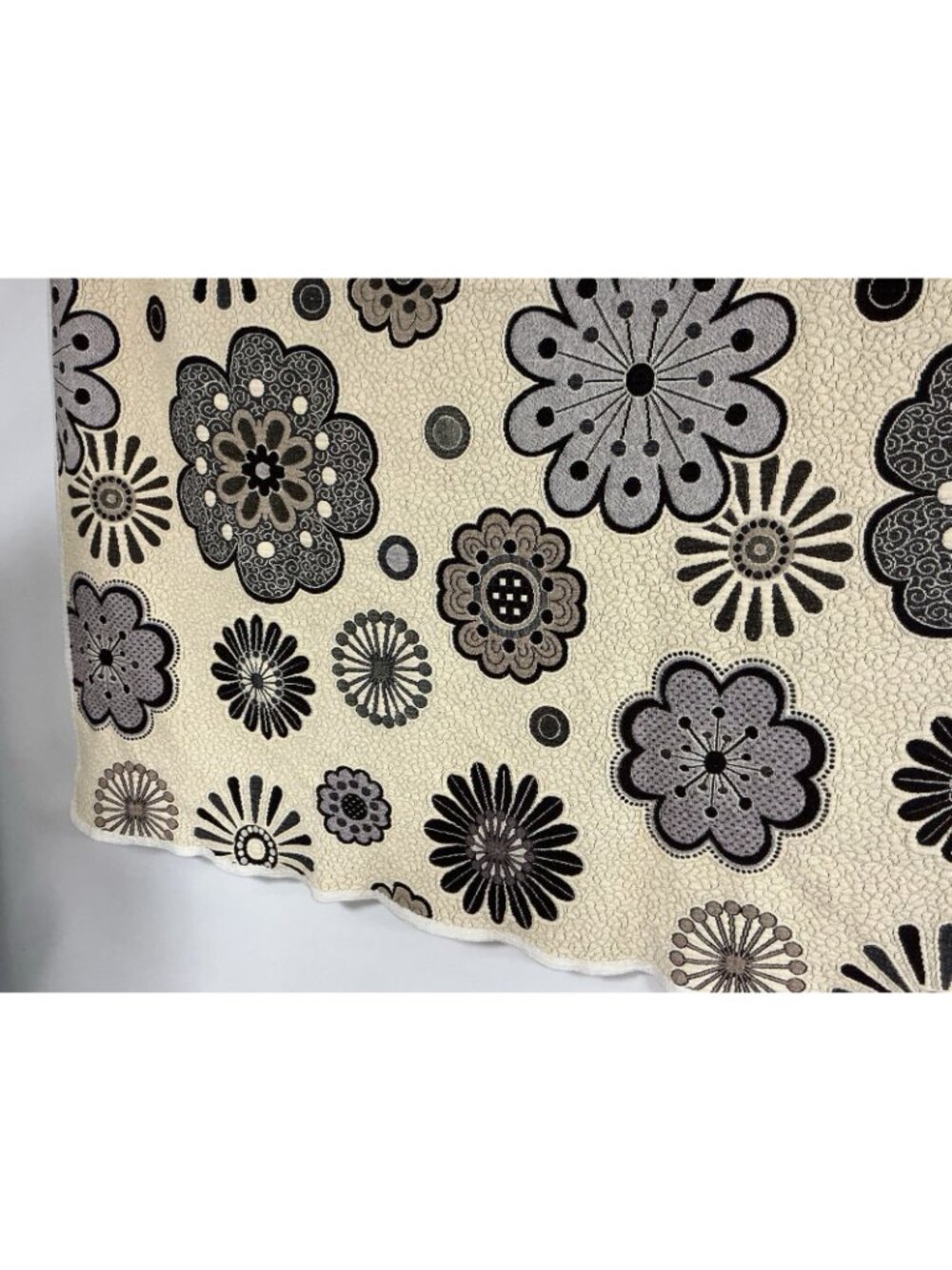 Vintage Quilted Coverlet Retro Floral Brown Ivory MCM Reversible - Picture 7 of 8